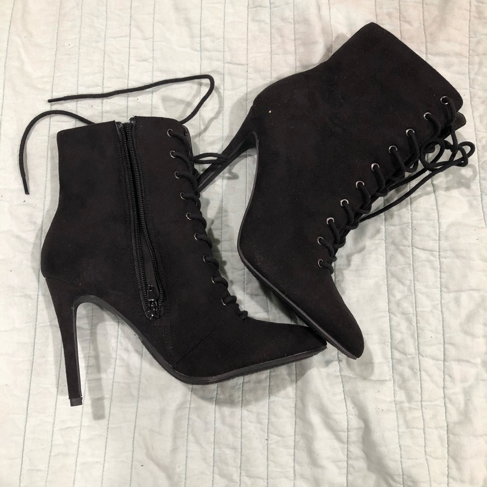 Black heeled booties